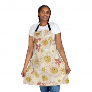 Flower Power Daisy Happy Smile Face Retro 70's Apron