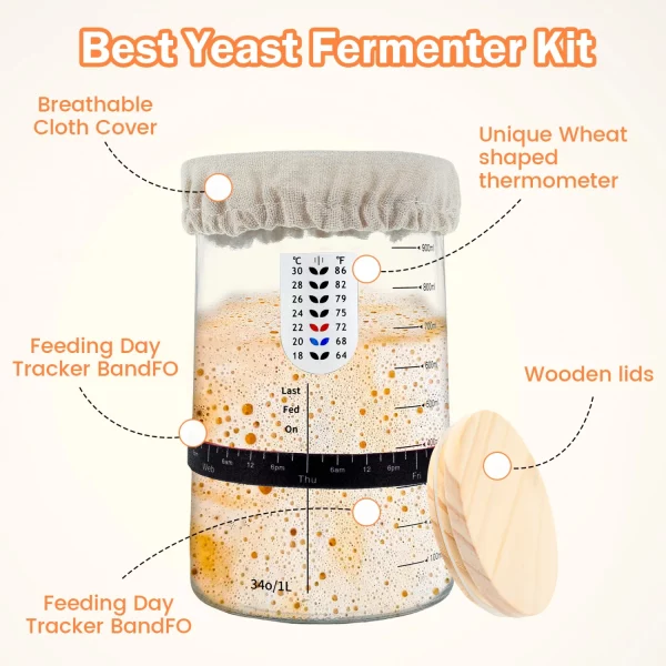 High-Quality Premium Large Capacity Sourdough Starter Container Set - Complete 9-Piece Kit with Reusable Accessories - Image 2