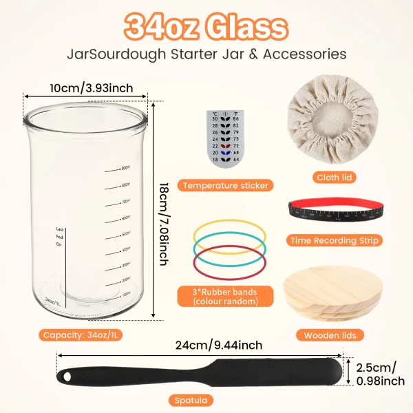 High-Quality Premium Large Capacity Sourdough Starter Container Set - Complete 9-Piece Kit with Reusable Accessories - Image 3