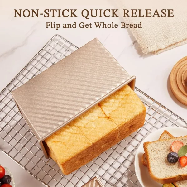 Rectangular Loaf Pan 1Pcs Rectangle Loaf Pan with Lid Non Stick Bakeware for Baking Bread ...